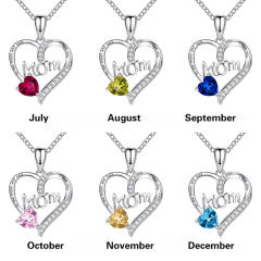 Heart shape birthstone statement alloy monther's day necklace