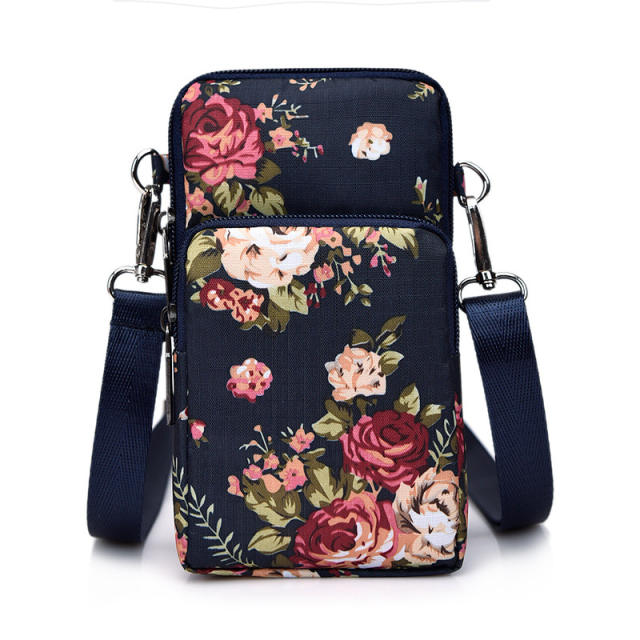 Korean fashion flower printing mini phone bag crossbody bag