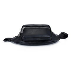 Black color PU leather funny pack waist bag