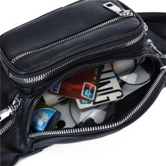 Black color PU leather funny pack waist bag