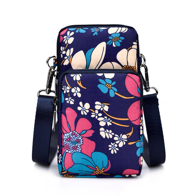 Korean fashion flower printing mini phone bag crossbody bag