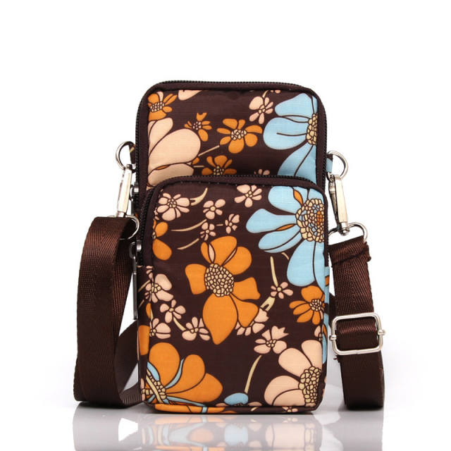Korean fashion flower printing mini phone bag crossbody bag