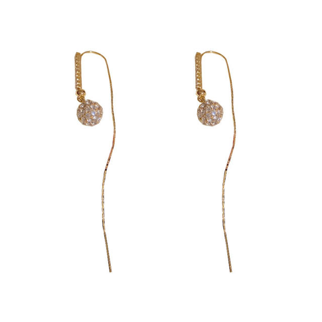 Easy match diamond ball threader earrings