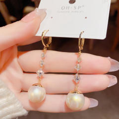 Korean fashion pearl beads dangle earrings