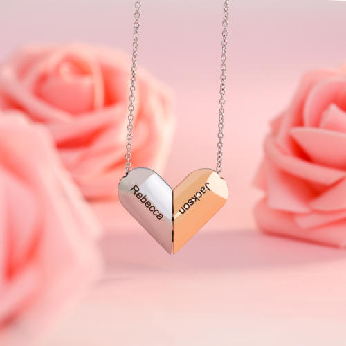 Amazon hot sale engrave name Magnetic attraction stainless steel custom necklace