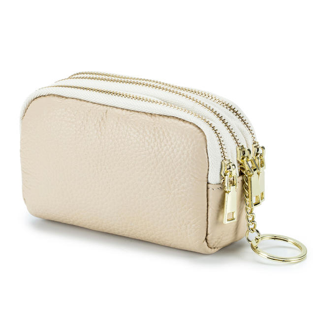 Korean fashion mini size plain color leather coin purse wallet