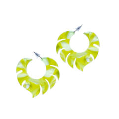 Summer design acrylic leaf shape hoop earrings