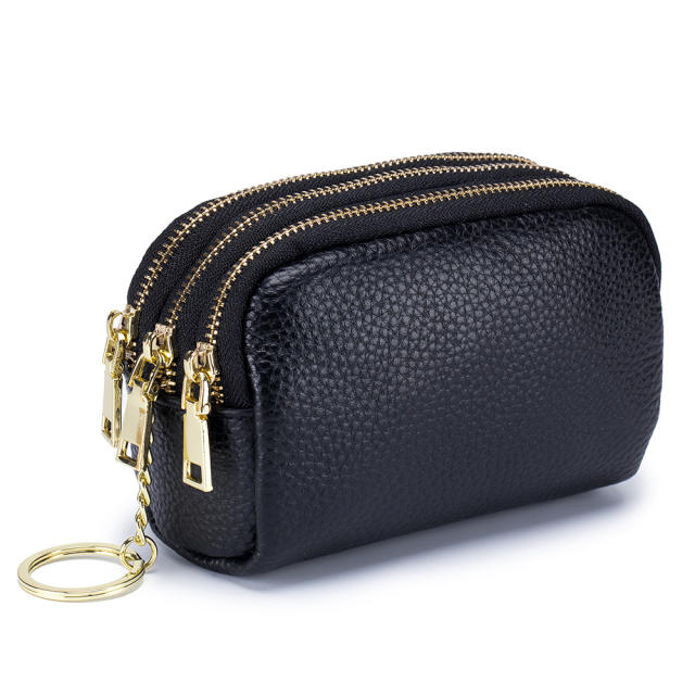 Korean fashion mini size plain color leather coin purse wallet