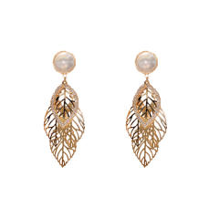 Summer design hollow metal leaf dangle earrings