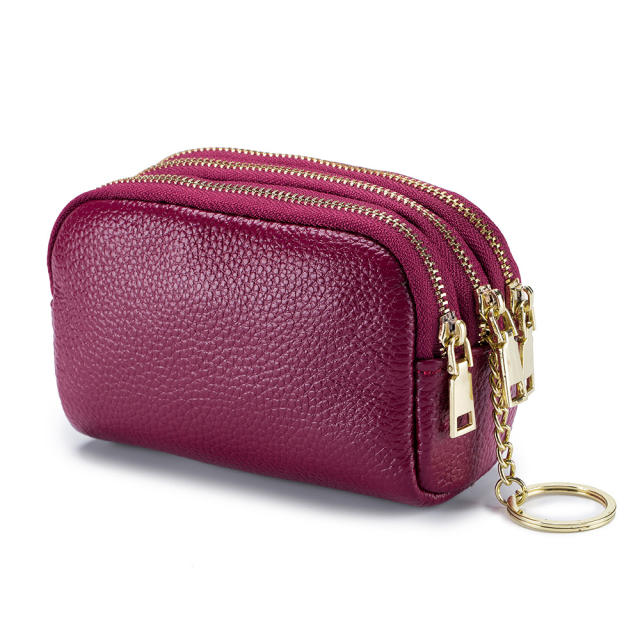 Korean fashion mini size plain color leather coin purse wallet
