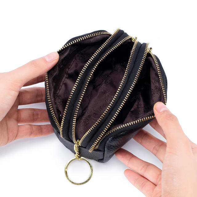 Korean fashion mini size plain color leather coin purse wallet
