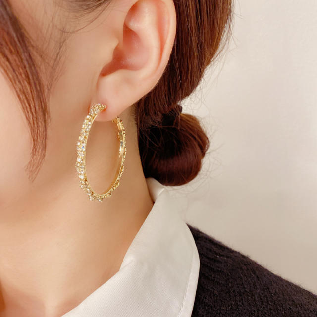 Personality diamond large hoop earrings