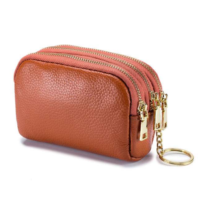 Korean fashion mini size plain color leather coin purse wallet