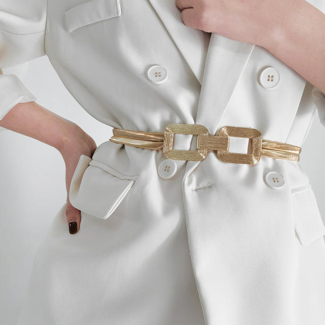 Occident fashion gold color geometric buckle women belt