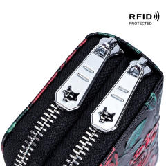 Color painting multi function card holder zipper wallet