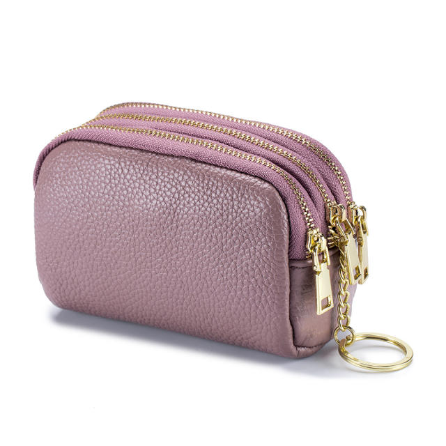 Korean fashion mini size plain color leather coin purse wallet