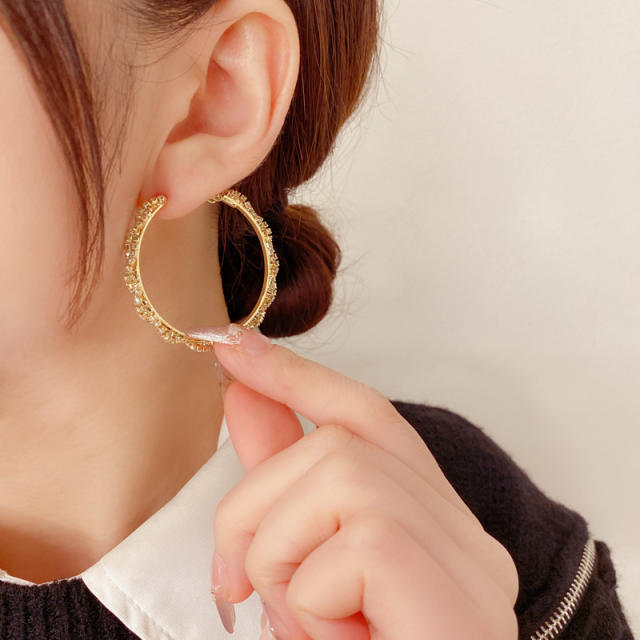 Personality diamond large hoop earrings