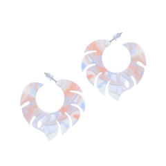 Summer design acrylic leaf shape hoop earrings