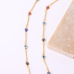 Color enamel evil eye real gold plated necklace dainty necklace
