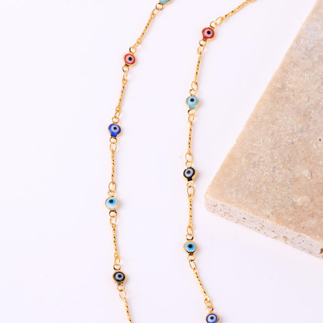 Color enamel evil eye real gold plated necklace dainty necklace
