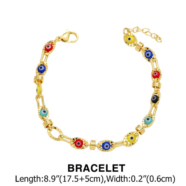 Personality evil eye real gold plated necklace bracelet