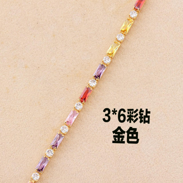 Popular rainbow cubic zircon real gold plated choker necklace