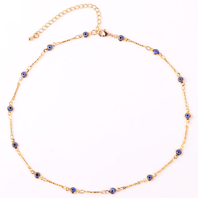 Color enamel evil eye real gold plated necklace dainty necklace