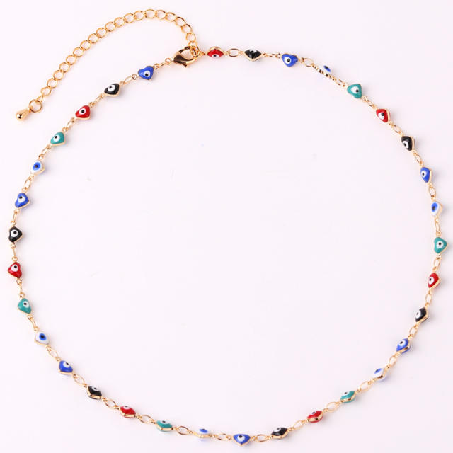 Popular color enamel evil eye flower real gold plated necklace bracelet