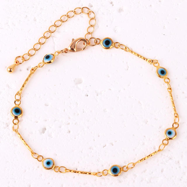 Color enamel evil eye real gold plated necklace dainty necklace