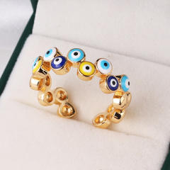 INS enamel evil eye real gold plated rings