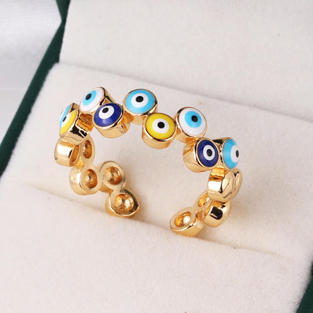 INS enamel evil eye real gold plated rings