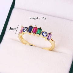 Rainbow cubic zircon evil eye real gold plated rings