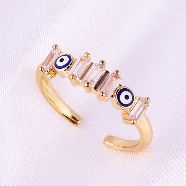 Rainbow cubic zircon evil eye real gold plated rings
