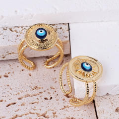 INS enamel evil eye real gold plated rings