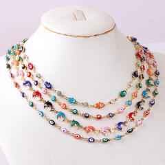 Popular color enamel evil eye flower real gold plated necklace bracelet