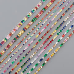 Popular rainbow cubic zircon real gold plated choker necklace