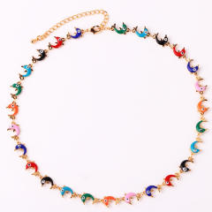 Popular color enamel evil eye flower real gold plated necklace bracelet