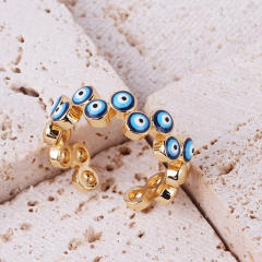 Enamel evil eye real gold plated rings