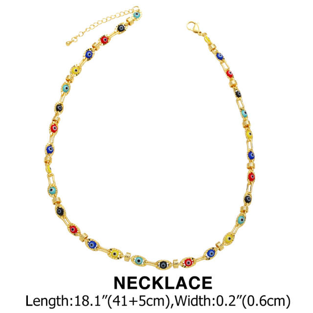 Personality evil eye real gold plated necklace bracelet