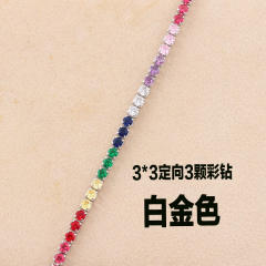 Popular rainbow cubic zircon real gold plated choker necklace