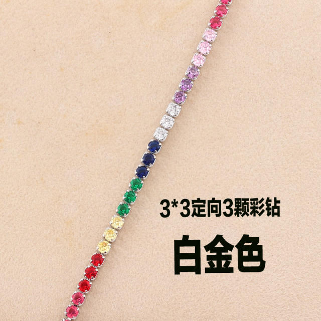 Popular rainbow cubic zircon real gold plated choker necklace
