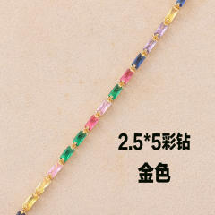 Popular rainbow cubic zircon real gold plated choker necklace