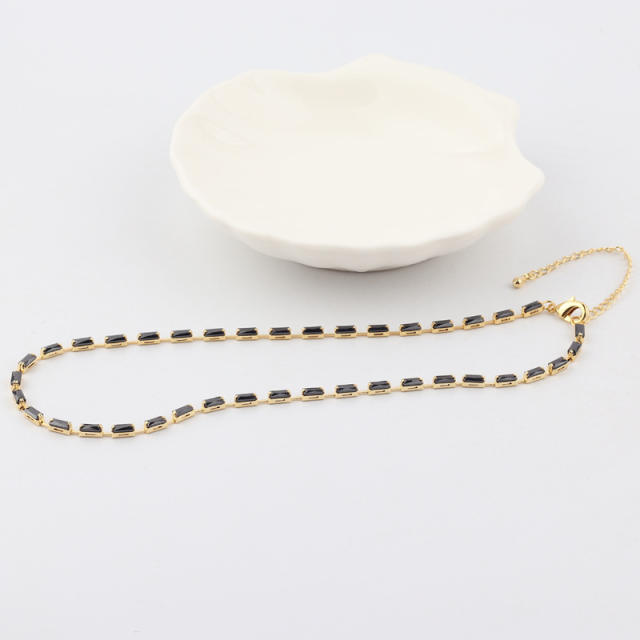 Popular rainbow cubic zircon real gold plated choker necklace