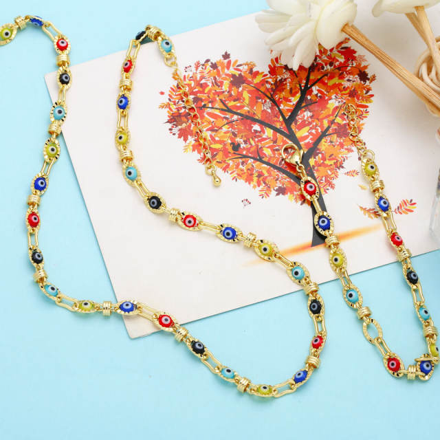 Personality evil eye real gold plated necklace bracelet