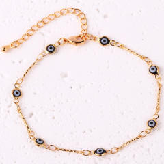 Color enamel evil eye real gold plated necklace dainty necklace