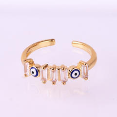Rainbow cubic zircon evil eye real gold plated rings