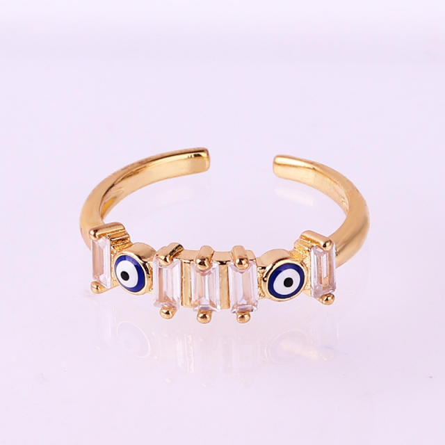 Rainbow cubic zircon evil eye real gold plated rings