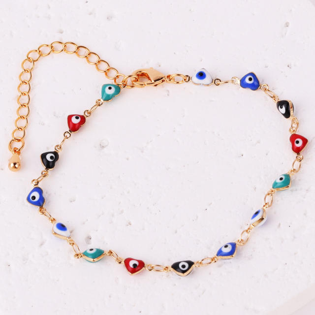 Popular color enamel evil eye flower real gold plated necklace bracelet