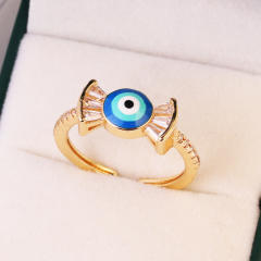 INS enamel evil eye real gold plated rings