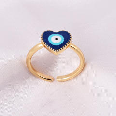 INS enamel evil eye real gold plated rings